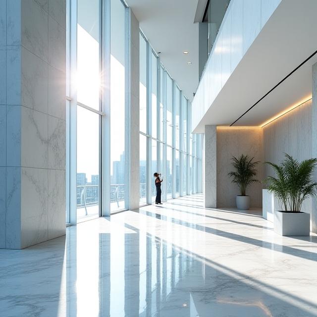 Luxury hotel lobby interior with modern architectural details